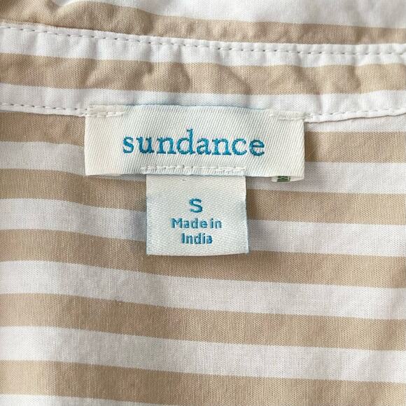 Sundance Golden Days Neutral Striped Cotton Long Sleeve Button Down Shirt Size S - Picture 5 of 6